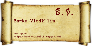 Barka Vitális névjegykártya